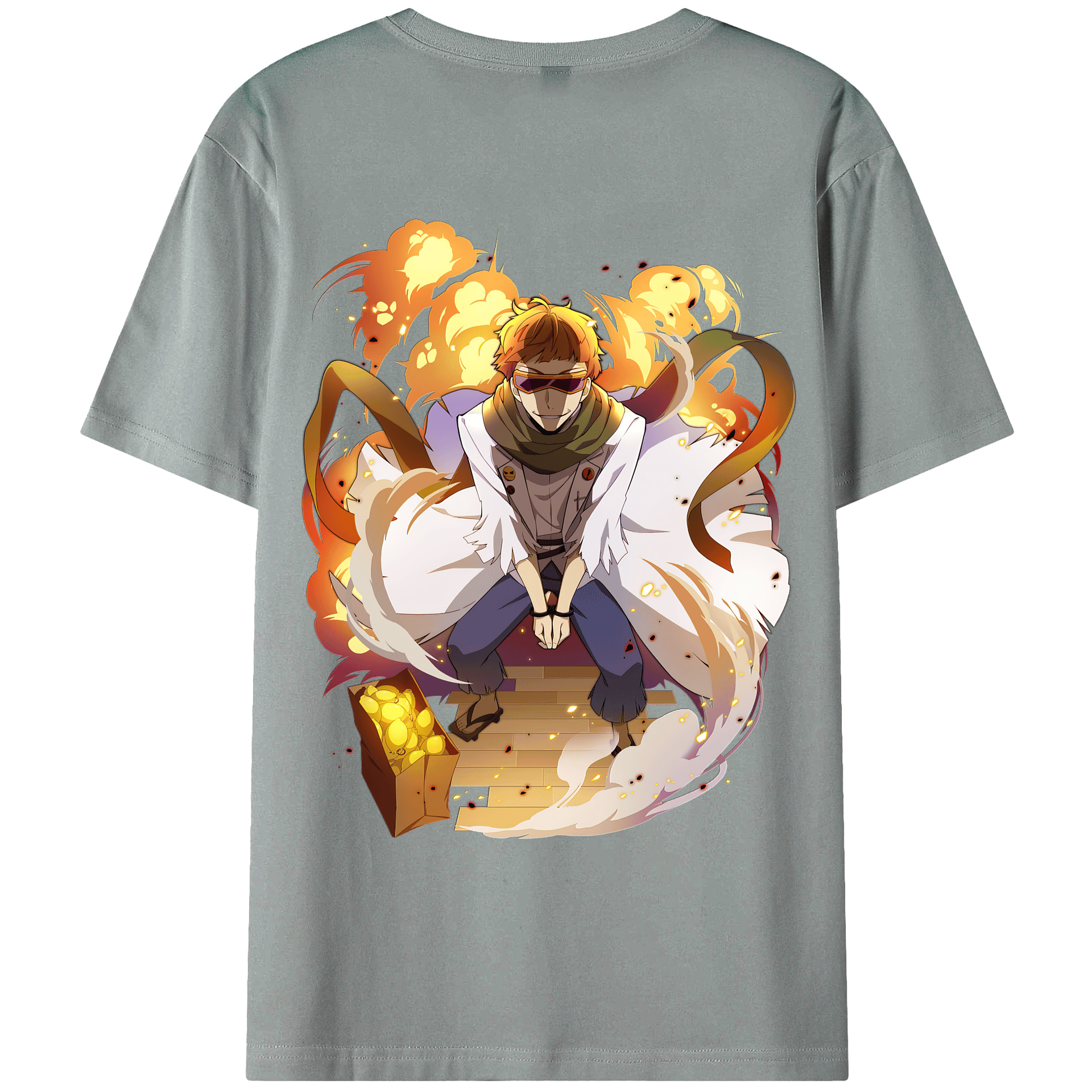 （画像用） 文豪ストレイドッグス Bungo Stray Dogs 綿100％ メンズ半袖Tシャツ（バックプリント） 通気性